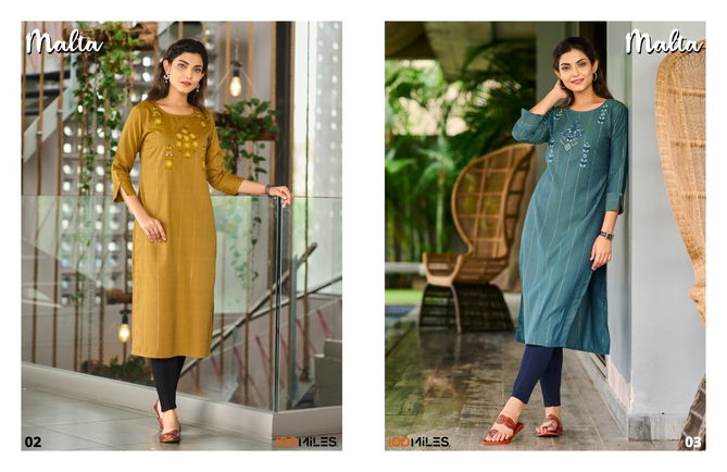 100 Miles Malta Designer Kurti Catalog